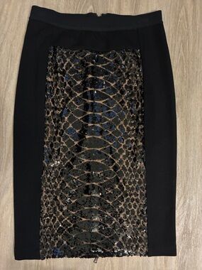 Black Sequin Panel Pencil Skirt - BCBGMAXAZRIA